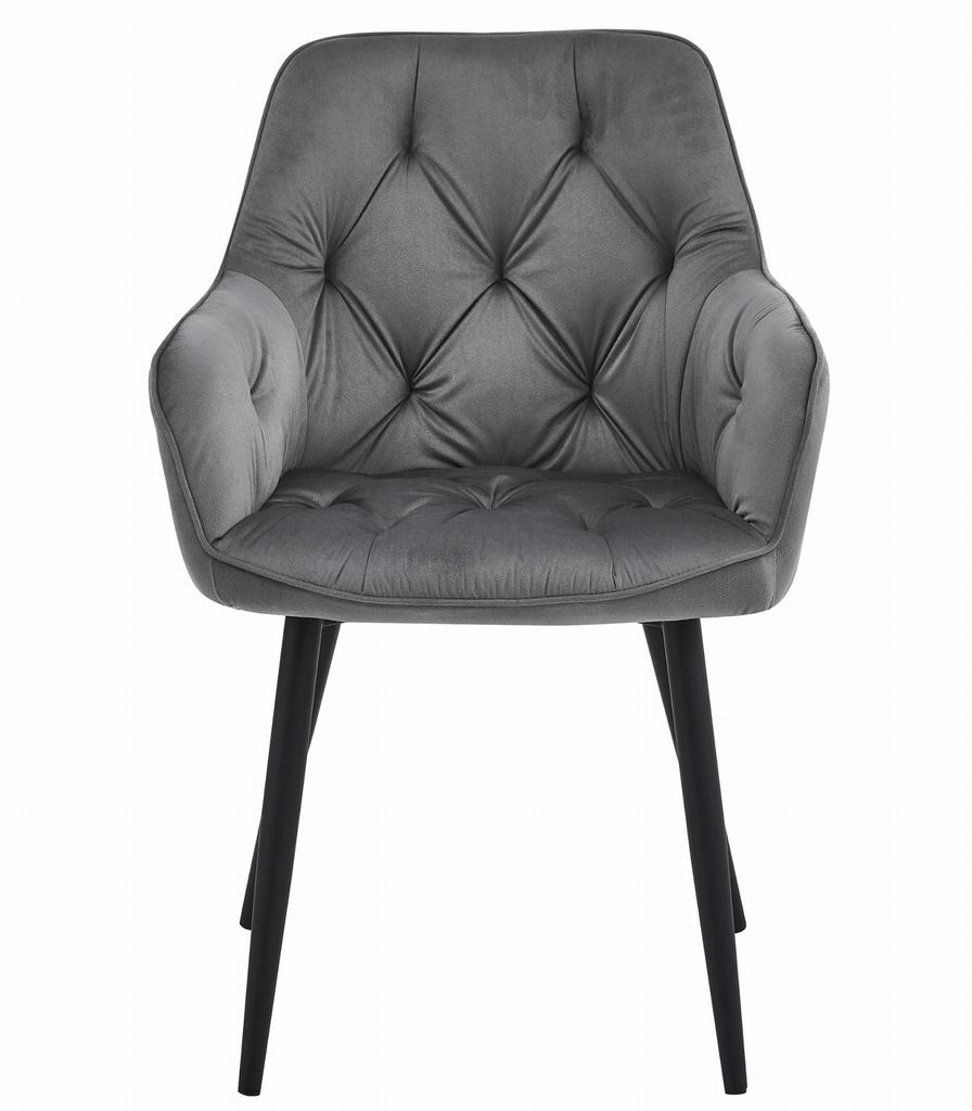 JORK chair - dark gray velvet / black legs x 2