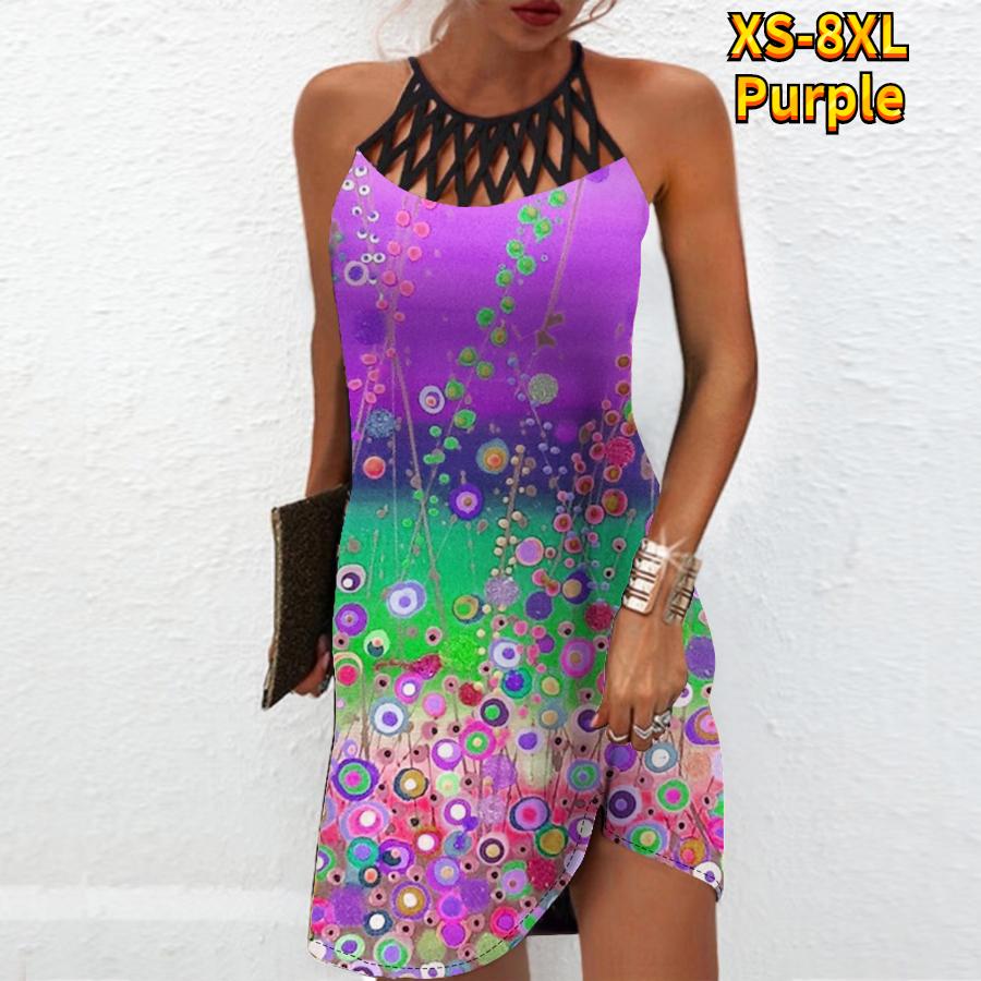 Летнее модное сексуальное платье без рукавов, мягкое повседневное платье с 3D цветным круглым принтом, платье на бретельках без рукавов, летнее платье на подтяжках