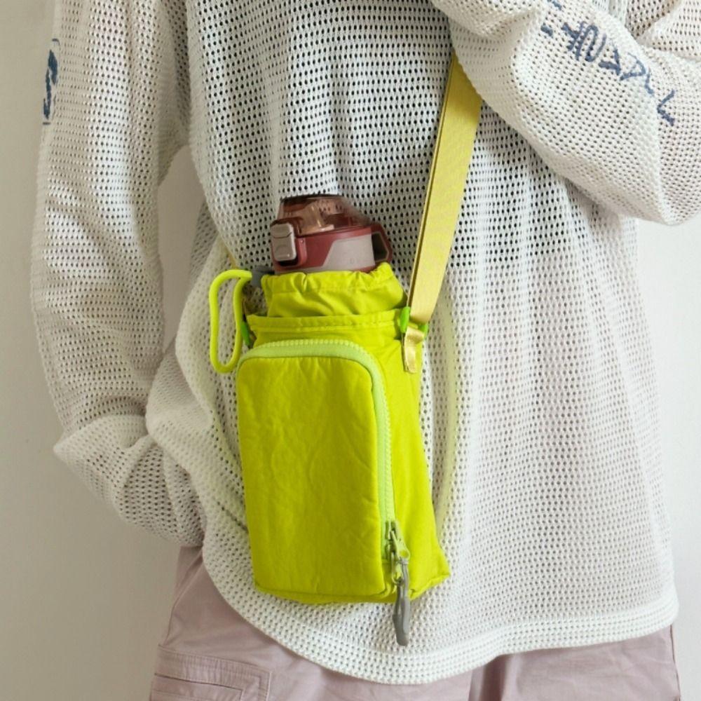 Water Bottle Holde Drawstring Bag Korean Style Water Cup Bag Nylon Shoulder Bag  Outdoor