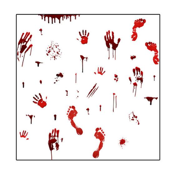 45390 Sheets Red Handprint Footprint Wall Sticker Halloween Spooky Waterproof PVC Self-adhesive
