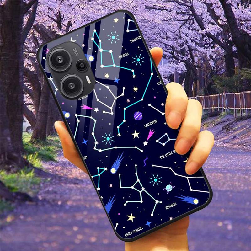 Для Xiaomi Poco F5 5G / F5Pro Чехол Закаленное Стекло Озеро Луна Жесткая Защитная Крышка для POCO F5 Pro Capas Funda на PocoF5 Роскошный Coque