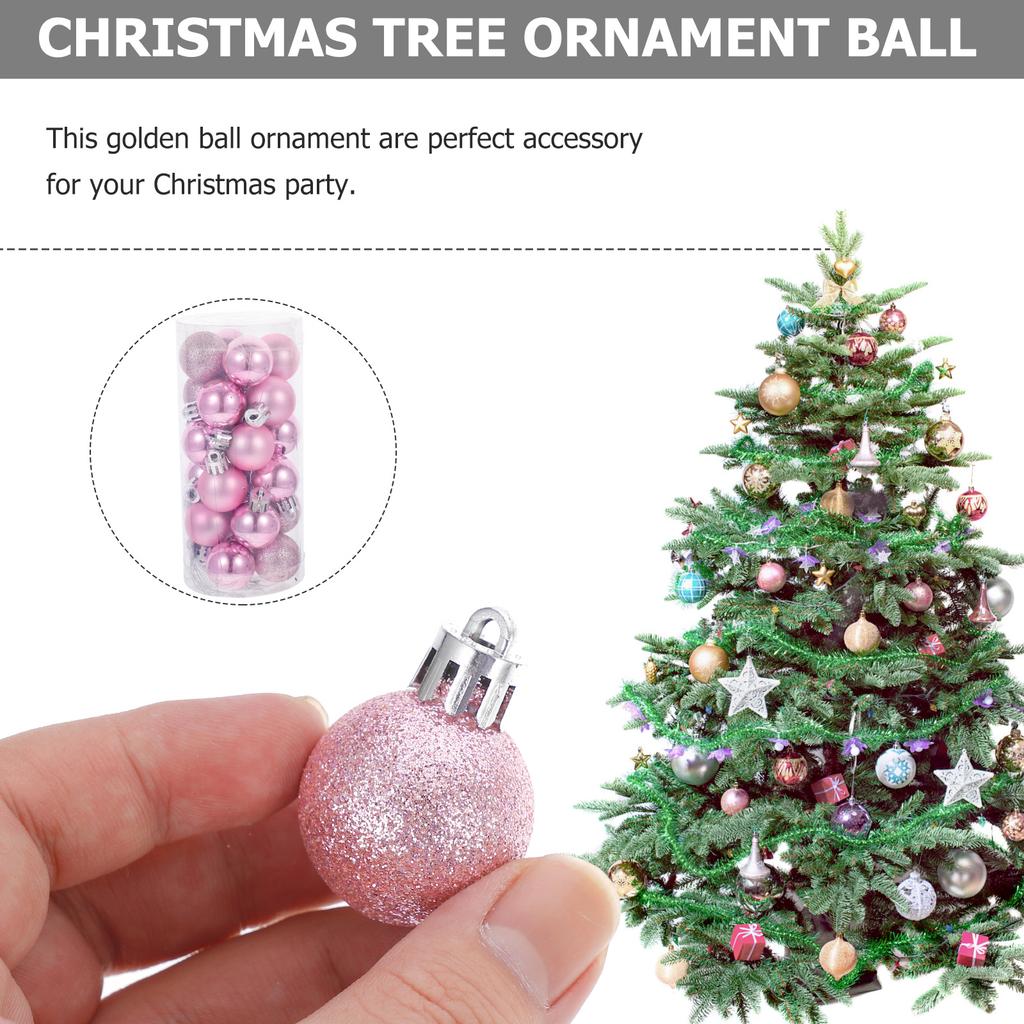 24Pcs Holiday Golden Ball Ornaments Christmas Tree Decorations 3Cm Festive Pendant for Party Wedding Ceremony Ball Ornament