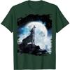 Cosmic Wolf Howling Moon Graphic Tee Men Casual Round Neck Breathable Short Sleeve Tshirt