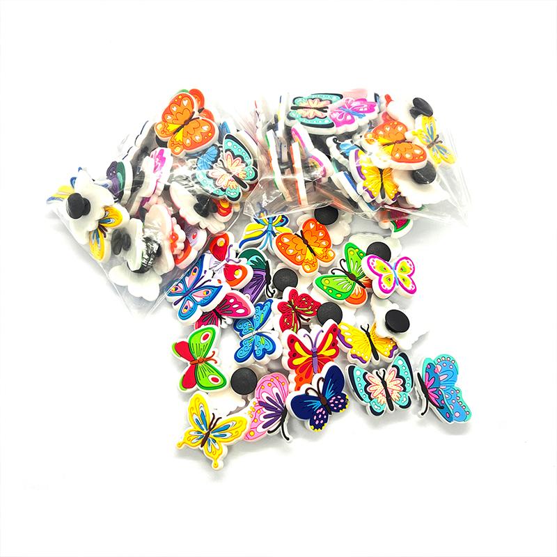 25 шт., красочные бабочки из ПВХ, подвески для обуви, украшения для обуви, сабо, аксессуары