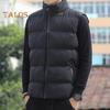 Мужской хлопковый жилет осень-зима с воротником-стойкой, без рукавов, застежкой-молнией, с карманами, однотонный утолщенный стеганый жилет, пальто