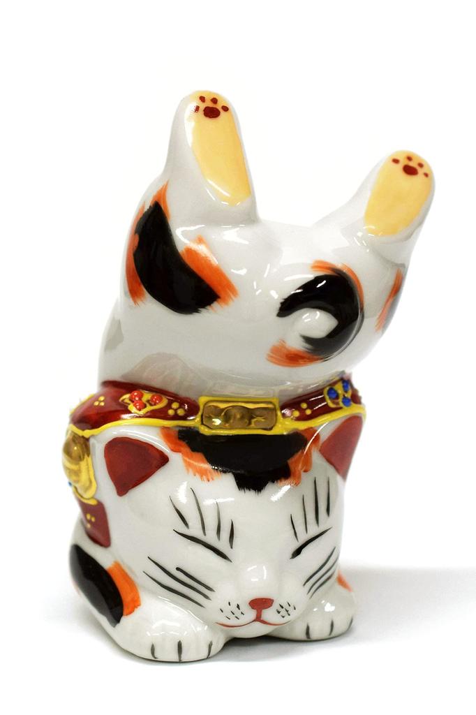 Kutani Ware Handstand Beckoning Cat Calico N-025F