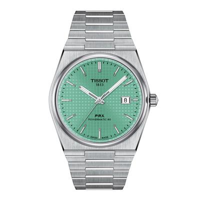 Часы Tissot PRX Powermatic 80 (T1374071109101) Мужской светло-зеленый циферблат
