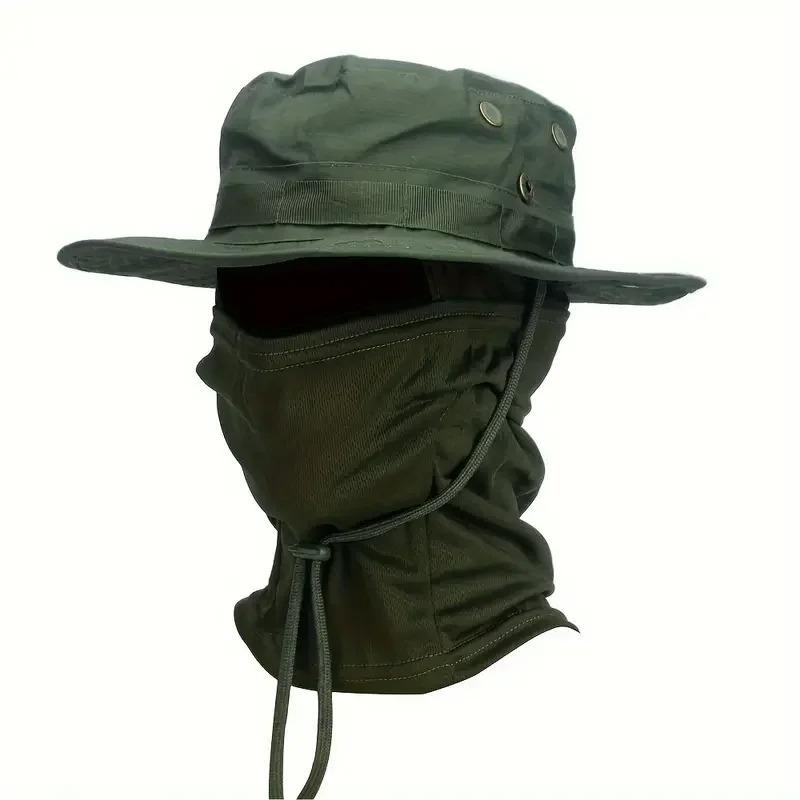 Foldable Breathable Camouflage Boonie Hat Balaclava Set Soft Wide Brim Sunscreen Cap for Men Women Outdoor