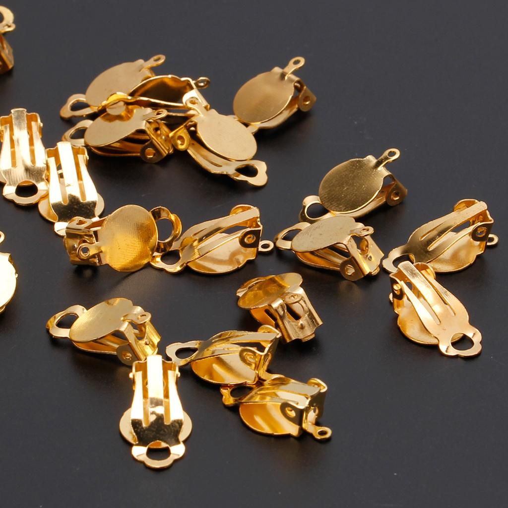 50Pcs Flat Tray Earring Clip Round Flat Tray Earring Clip for Jewelry Making