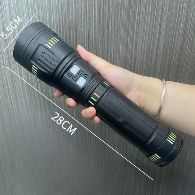 Powerful Zoom LED Flashlight Power Display Rechargeable White Laser Torch Waterproof Outdoor Hiking Long Range Tactical Lantern