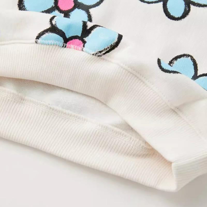 Свитшот для девочек, детский топ с круглым вырезом и длинными рукавами, детский топ с принтом