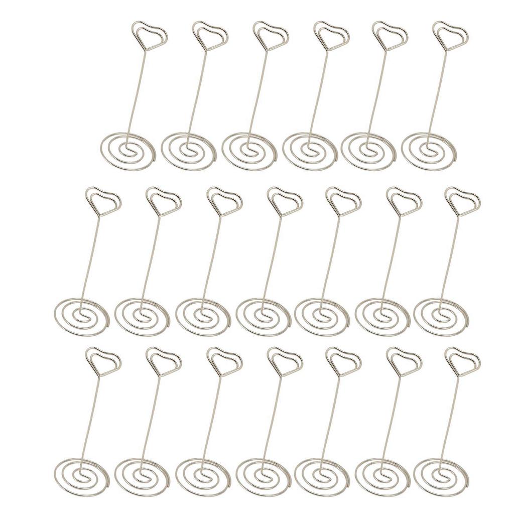 20 шт. держатель для номера стола 15 см в форме сердца держатель для карточки с местом для записей зажим для фотографий серебристый