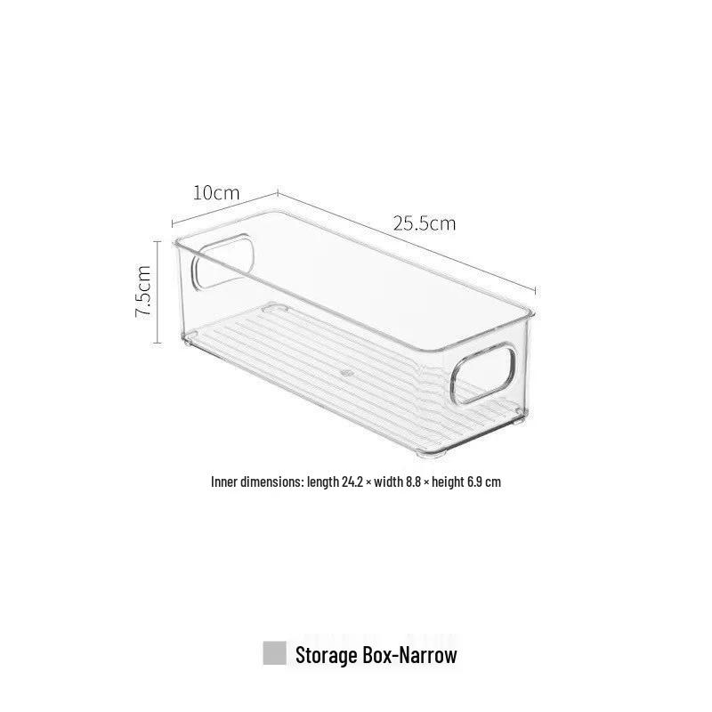 Узкий акриловый прозрачный ящик для хранения с разделителями для канцелярских товаров, носков и прочих мелочей