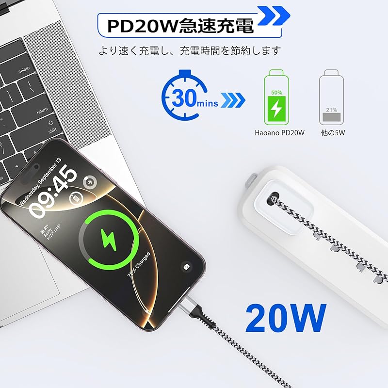 Type C iPhone16e Charging Cable 30cm Short PD Compatible 20W Fast Charging Data Transfer Usbc To Cable Haoano 0.3M Android Charging Cable