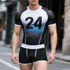 Two-piece Suits Men Mesh Sheer Patchwork Tops Shorts Outfit Casual Sport Sets