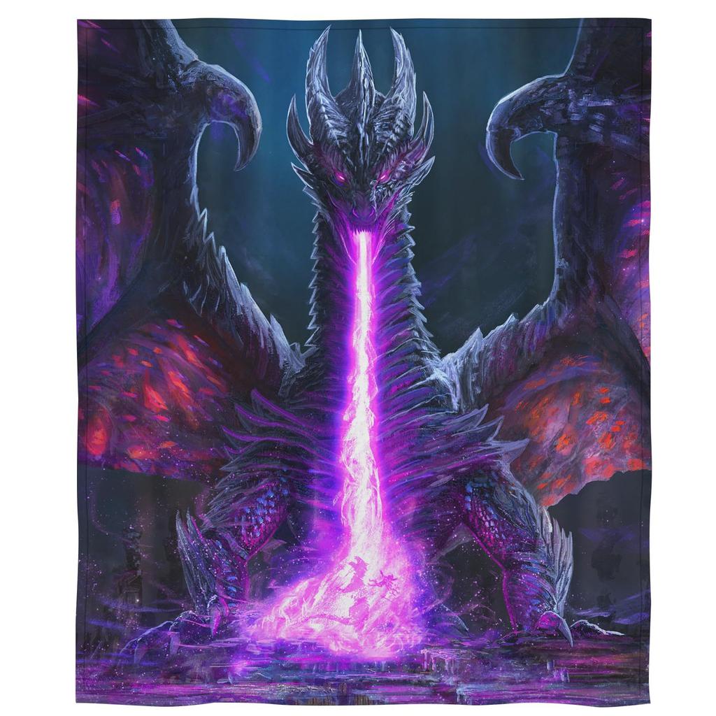 Purple Dragon Pattern Blanket Warm Flannel Blanket For Travel Camping Outdoor Picnic Blanket
