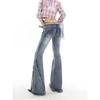 American Retro Y2K Flare Jeans Scratched Slim Bell Bottoms Women Fashion Gyaru Denim Pant  Raw Edge Trousers Hip Hop High Street