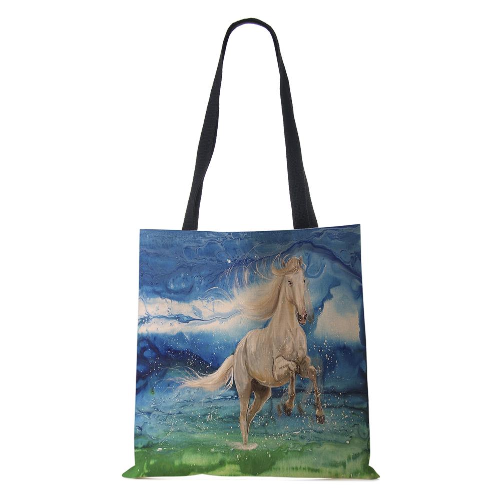 Сумка на плечо с изображением Русалки и пейзажем, 2022, женская многоразовая холщовая сумка-тоут Harajuku, повседневная складная сумка для покупок для покупок