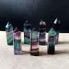 Organic Gemstone Hexagonal Crystal Column Colorful Fluorite Mini Pillar Home Decorations Decorative Figurines Ornaments