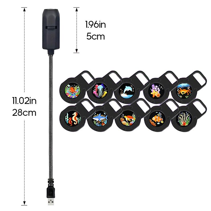 Светодиодный проектор USB Светодиодный проектор USB Светодиодная проекционная лампа с морской жизнью Светодиодный проектор с 10 узорами