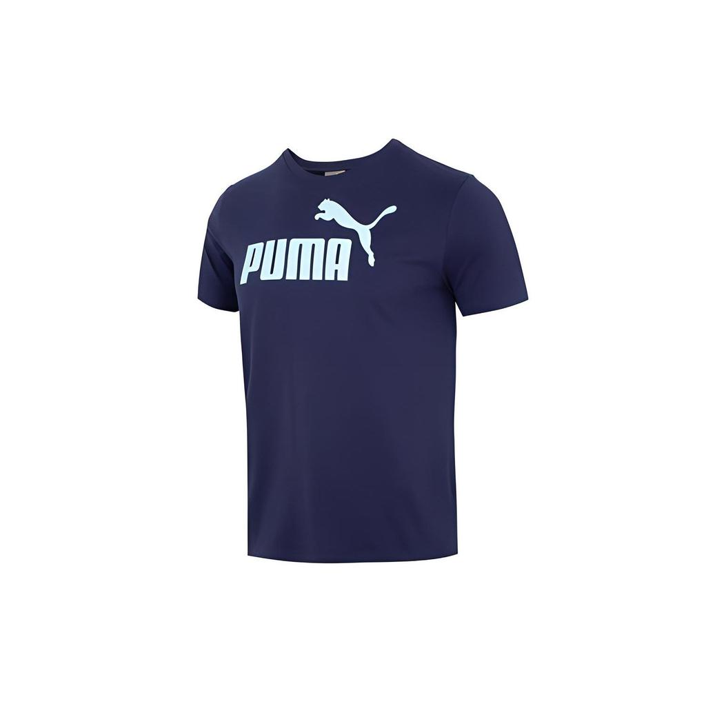 Puma Logo Print Crew Neck Casual Short Sleeve T-Shirt Men Tops Navy-Blue 679852-06