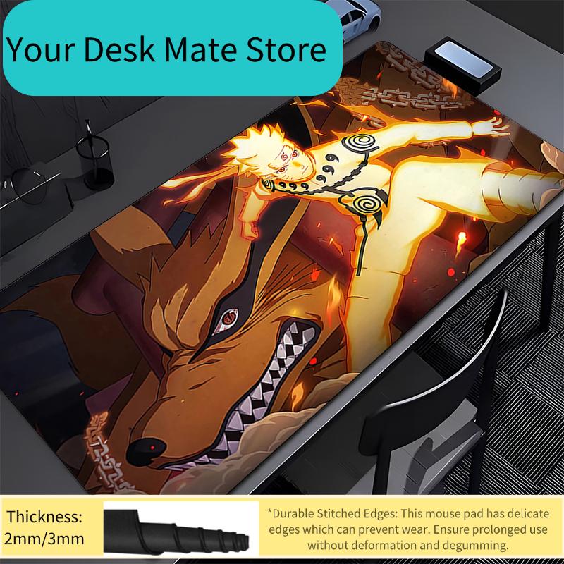 Mouse Pad Office Naruto Uzumaki Computer Keyboard Pad Carpet Large Gaming Accessories Edge White Mousepad PC Game Desk Mat Table