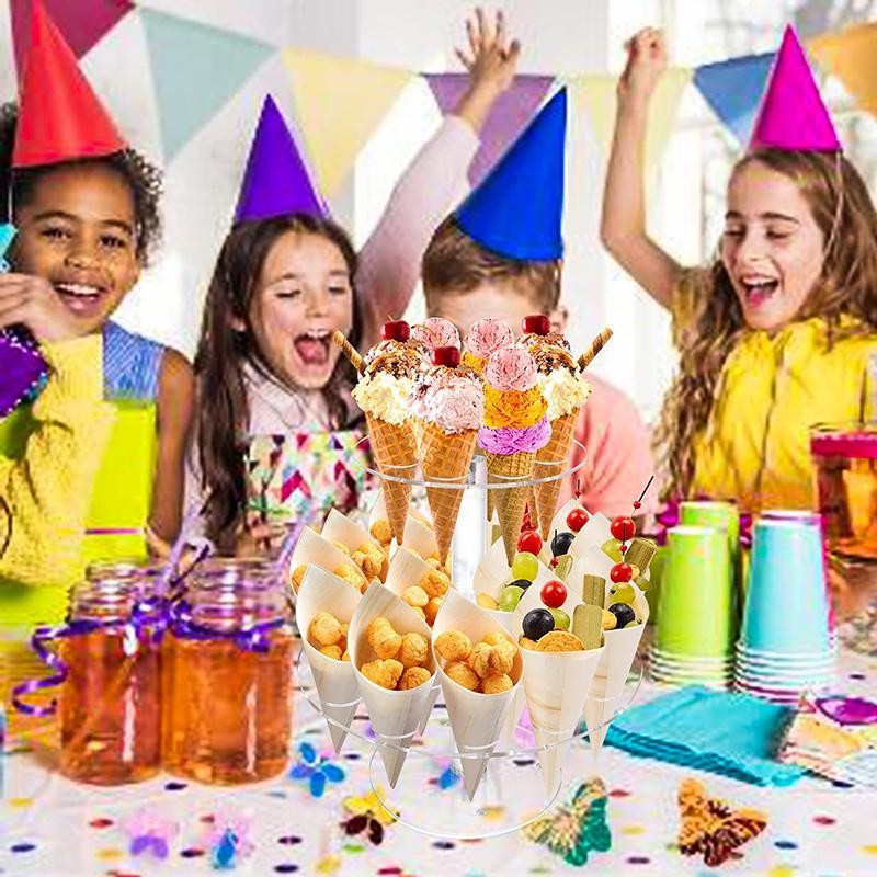 Акриловый держатель для рожков мороженого, стойка для кексов и попкорна, прозрачная полка для мороженого, дисплейная стойка для вечеринок, свадебного банкета, 16/24 ячейки