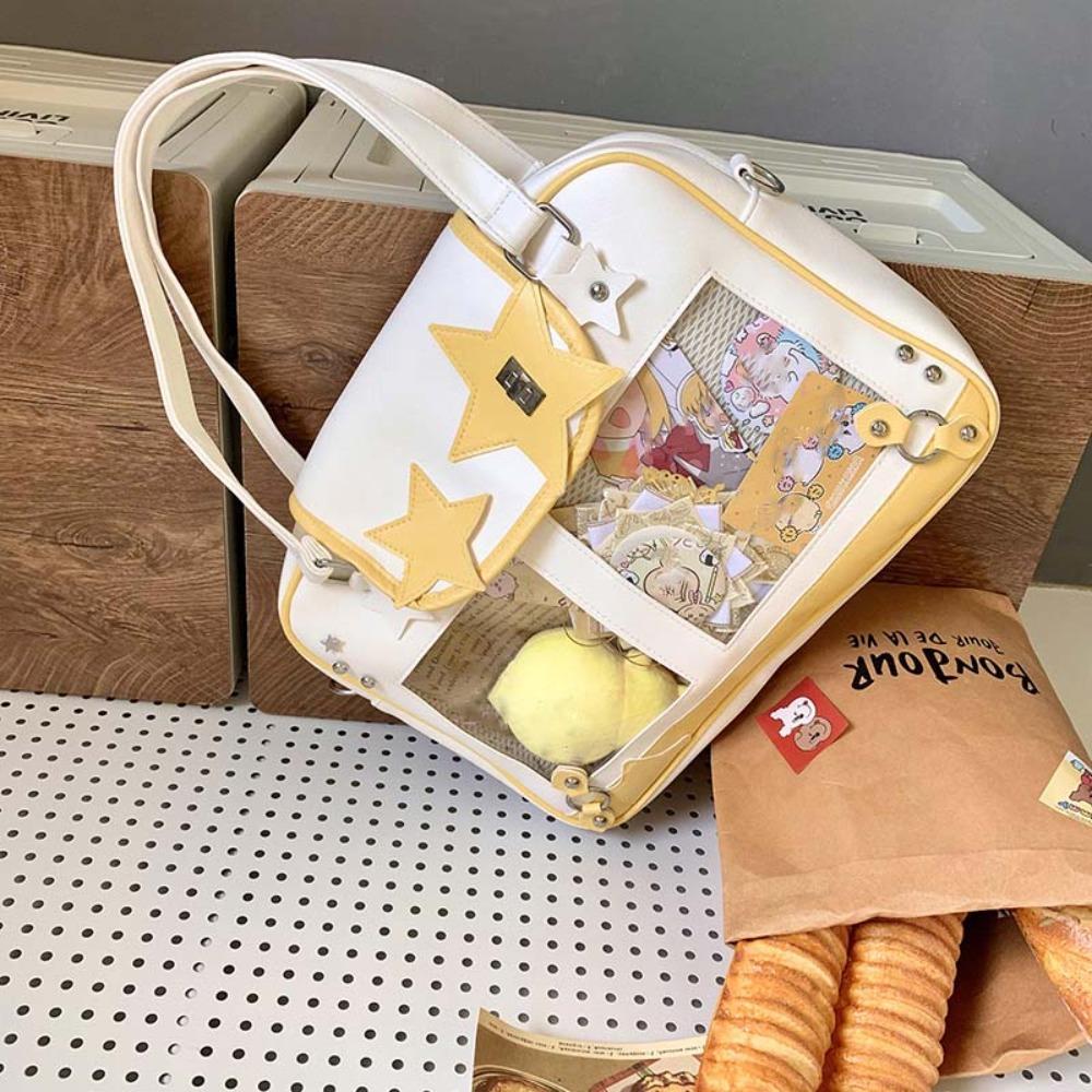 PU Leather Goth Transparent Pocket PVC Y2K Anime Display Bag Shoulder Ita Bag Daily