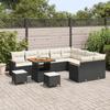 Ensemble de Canapés de Jardin de 12 Pièces avec Coussins Noir Poly Rattan Acacia 3363080