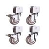1.5” Furniture Crib Casters Cabinet Clamp with Brake Wheels Soft Rubber Swivel Caster Furniture Hardware Fittings Pack of 4