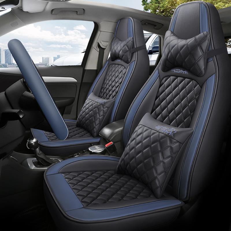 Универсальная кожаная подушка на сиденье автомобиля с чехлом на подголовник для осенне-зимнего сезона.