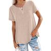 Women's Fashionable Casual Summer V-neck Button Short-sleeved Top