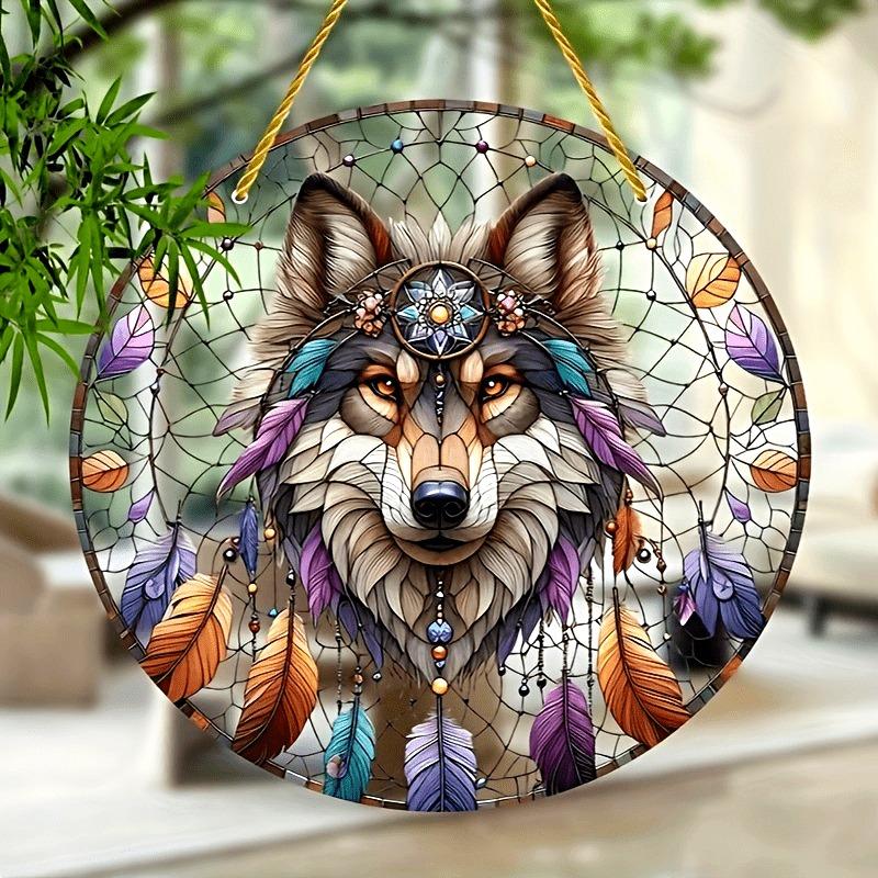 Акриловый ловец серии Wolf King 8 "(20см)Подвеска на окно из витражного стекла, подходит для наружных и внутренних стен, гостиной, спальни, веранды, сада KTY