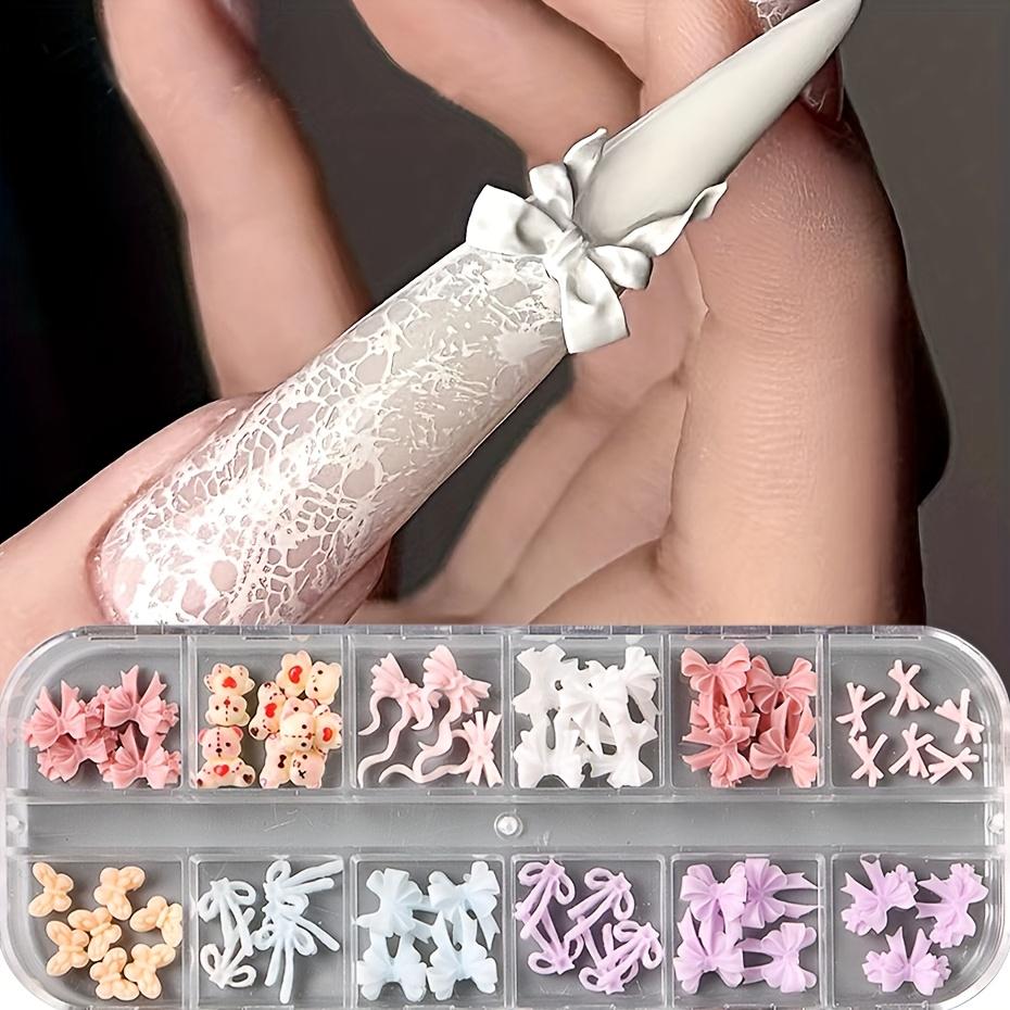 12 Grids Luxury Nail Charms Colorful Different Bow Design Jewelry Decoration Wedding Manicure Art Accessories Nail Supplies