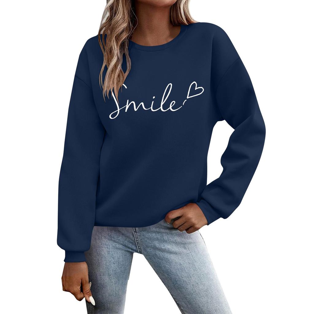 Women's Autumn And Winter Round Neck Long Sleeve Top Small Printed Casual Sweater
