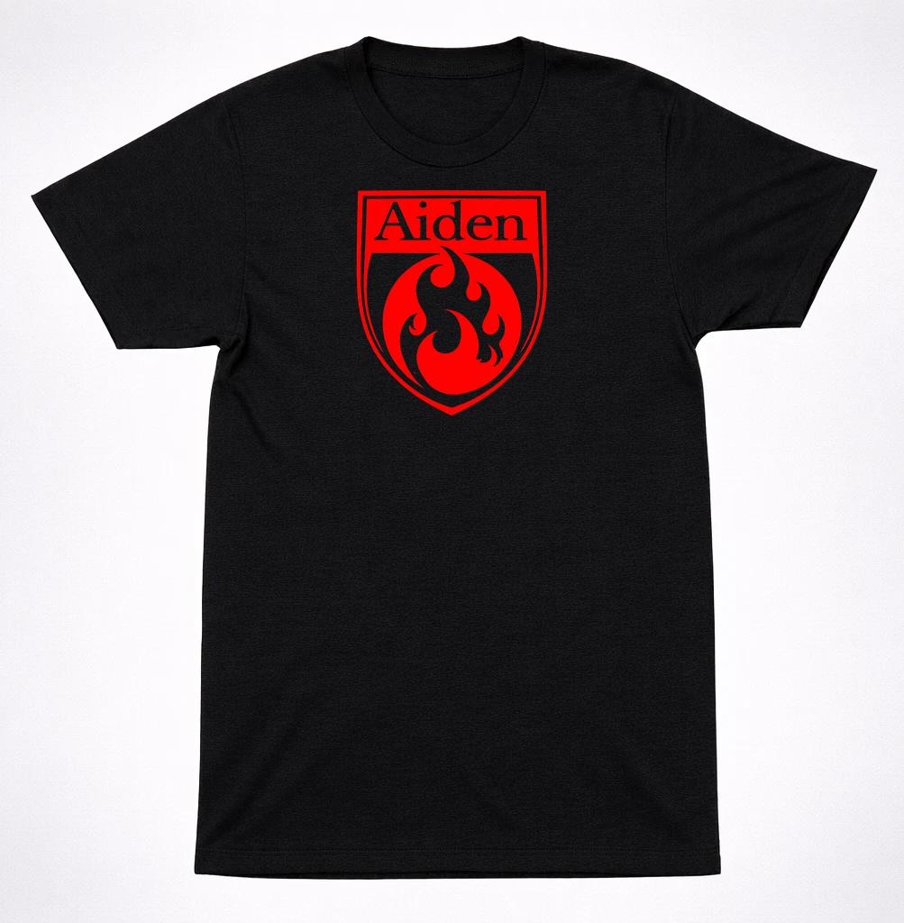 Aiden Shield Logo Shirt Emo Post-Hardcore Music Fire Band Gothic t-shirt