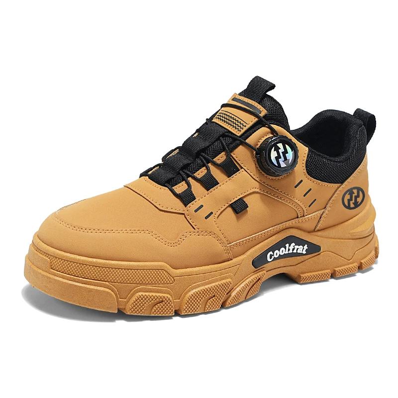 New Men's Shoes Low-top Rotating Buckle Sports Casual Trendy Outdoor Waterproof Work Shoes EVA Sole Rubber Zapatillas Hombre