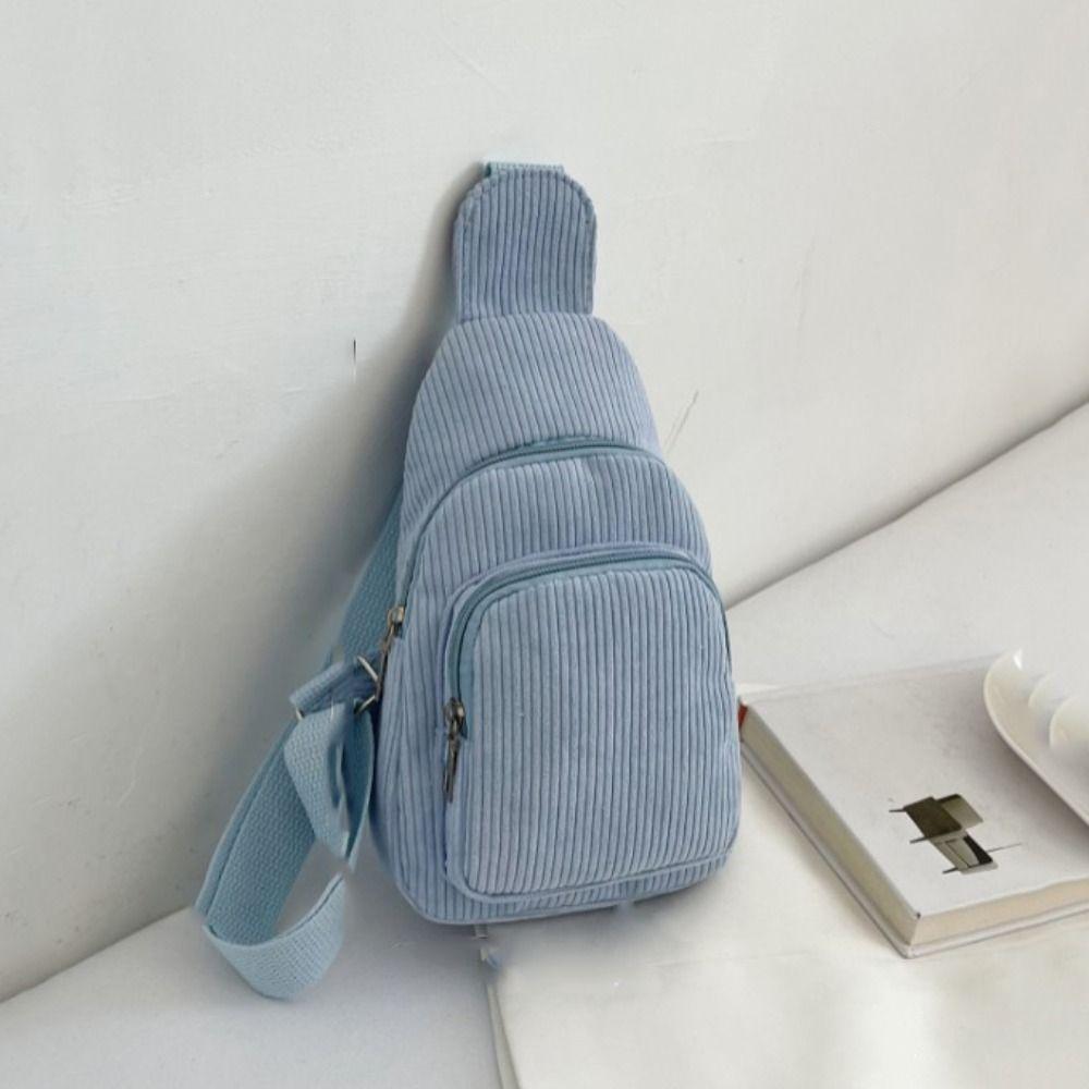 Schoolbag Corduroy Crossbody Bag Shoulder Bag Waist Bag Casual Corduroy Chest Bag Outdoor