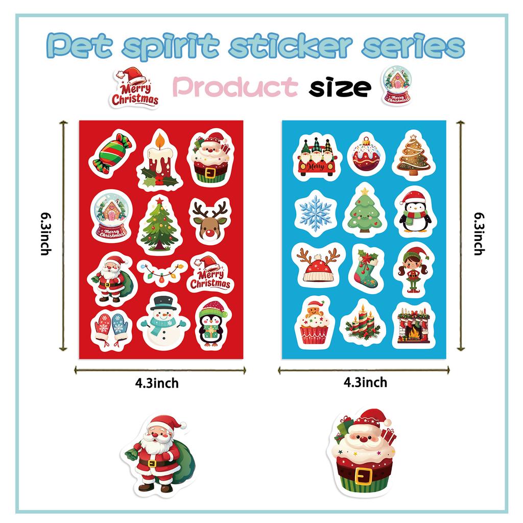 8 Santa Claus Collage Hand-on DIY Decoration Handbook Mobile Phone Case Decoration Party Waterproof Stickers