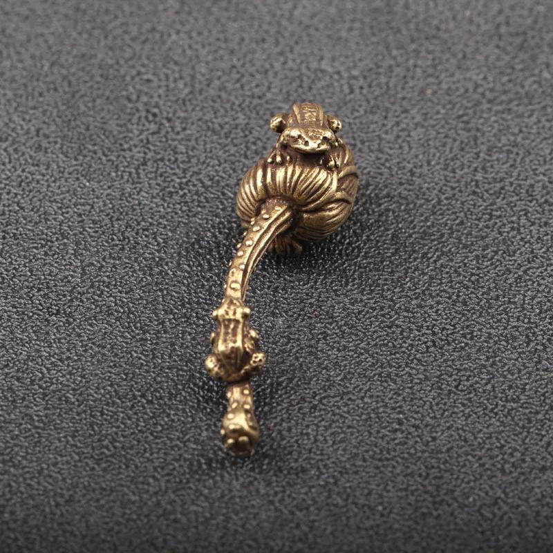 Retro Bronze Mother And Child FrogLotus Zen Ornaments Pure Copper Animal Miniature Tea Pet Home Decoration Accessories