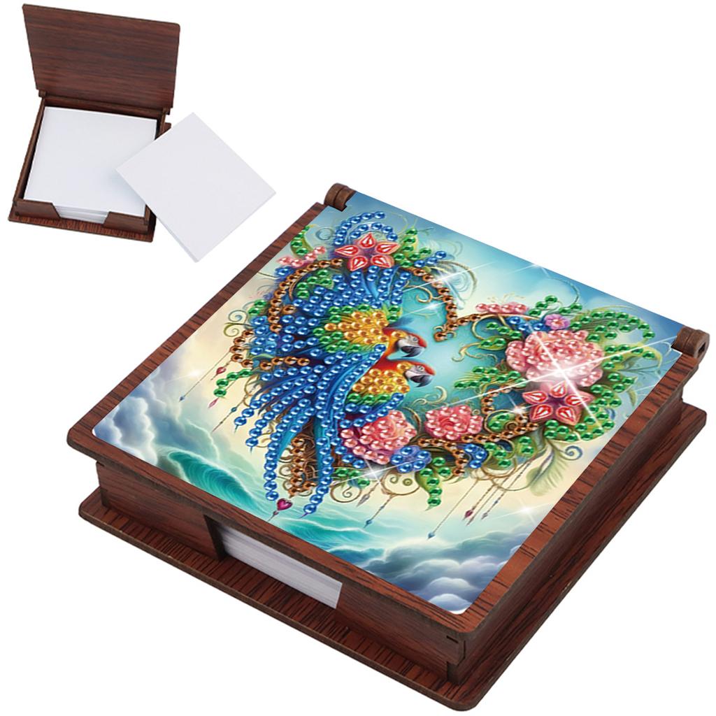 Wooden DIY Diamond Painting Kit Note Box Contains 160 Sheets of Paper Memo Paper Storage Box Diamond Art for Office Desk