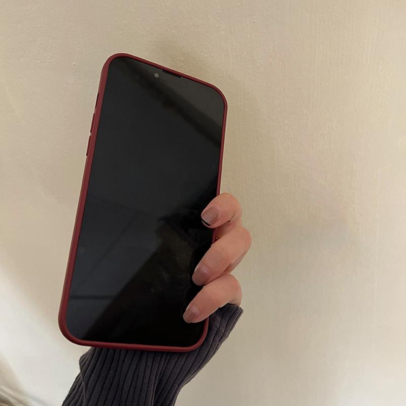 Вишнево-красный Жидкий Силикон 'Жидкая Кожа' Чехол для Телефона Для iPhone 17 Pro Max 16 15 13 14 12 11 Pro Max 16 Plus Мягкий Ударопрочный Задний Чехол