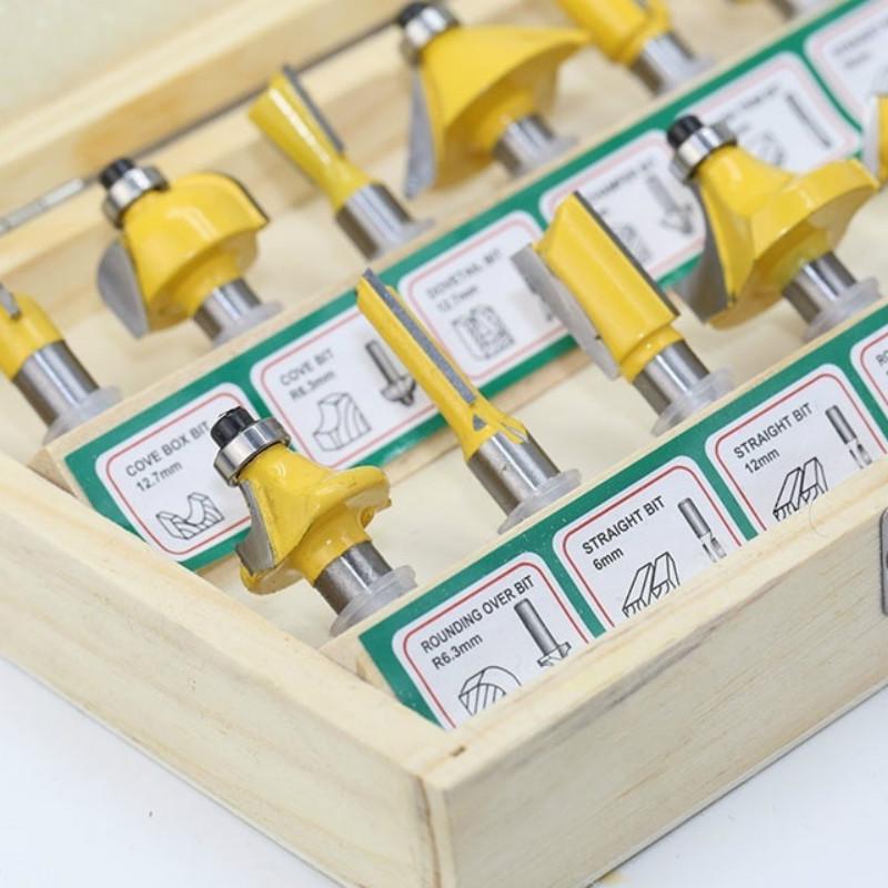 12pcs Corner Round Over Router Bit with Bearing for Wood Woodworking Tool Tungsten Carbide Milling Cutter