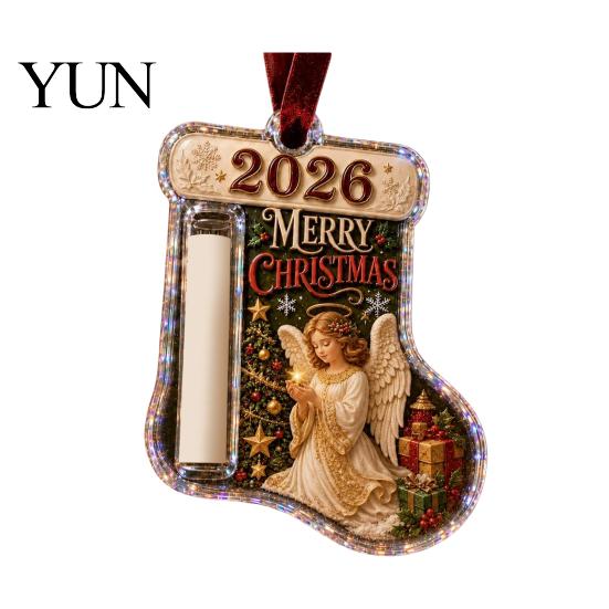 Decorative Money Clip for Gift Stocking Shaped Christmas Cash Ornament, Acrylic Holder Hanging Creative Holiday Present Decor, Xmas Tree Tree,
