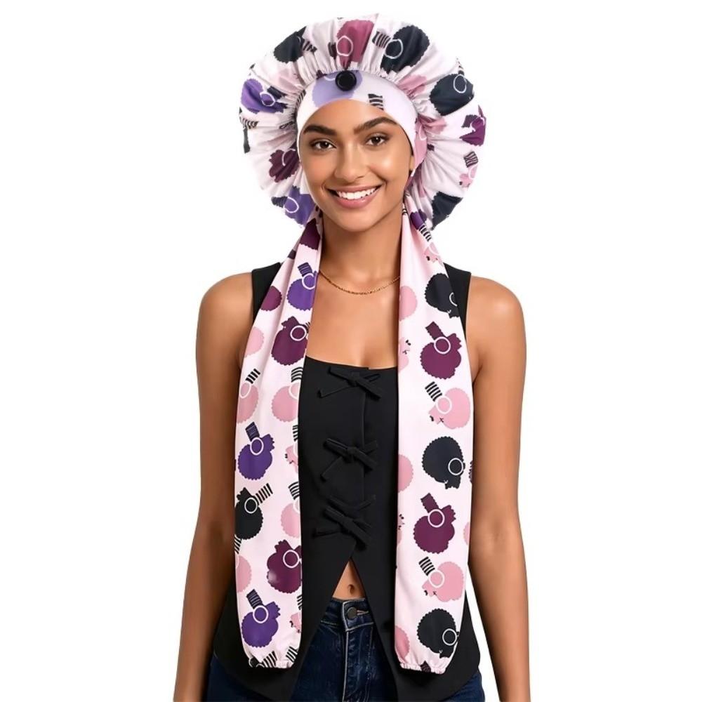 Ice Silk Satin Sleep Cap Elastic Band Hair Care Wrap Fashion Long Tube Bonnet For Hair Care