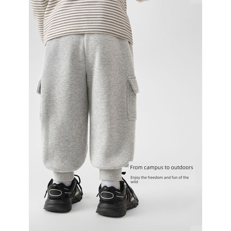 Right European Style Boys' Casual Fleece-Lined Thickened Sweatpants Winter Wear 2025 New Children's Toddler Pants