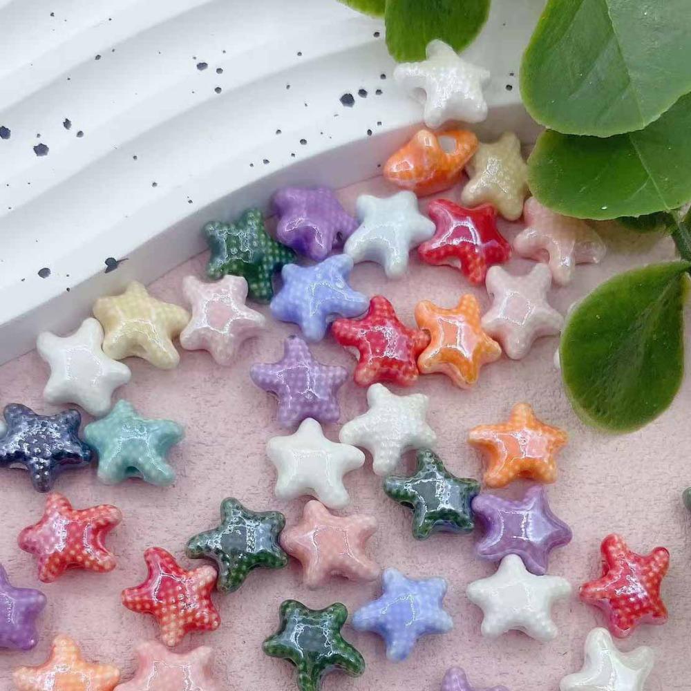 20pcs Ceramic Ceramic Spacer Loose Beads Fresh Color Jewelry Making Material Starfish Bead Gift