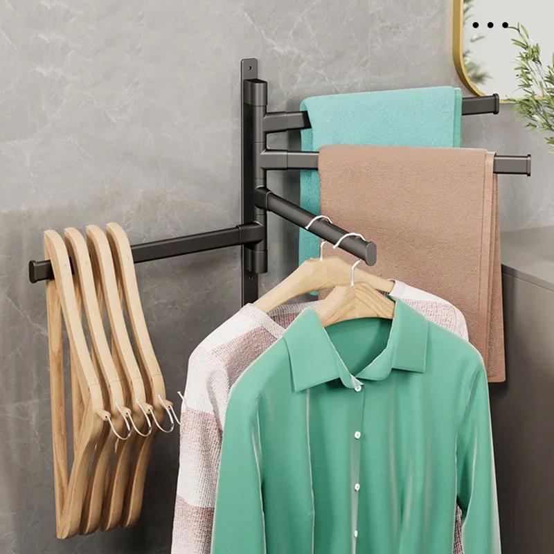 Вешалка для полотенец для ванной комнаты, вращающийся держатель для полотенец, космический алюминий, 2/3/4/5-барная вешалка для полотенец, кухонная полка, подвесная настенная бумажная полка