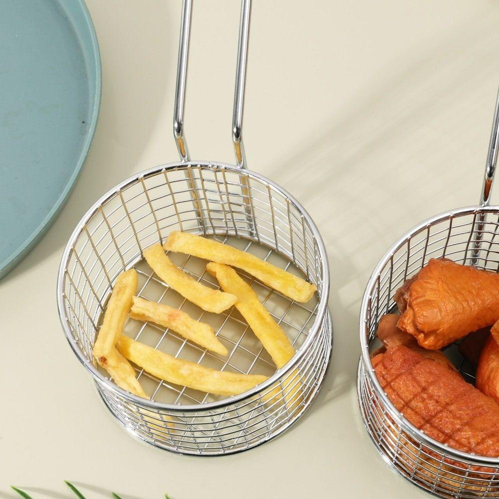 Handheld French Fry Basket Reusable Frying Basket Portable Fries Holder  Kitchen Frying Tools