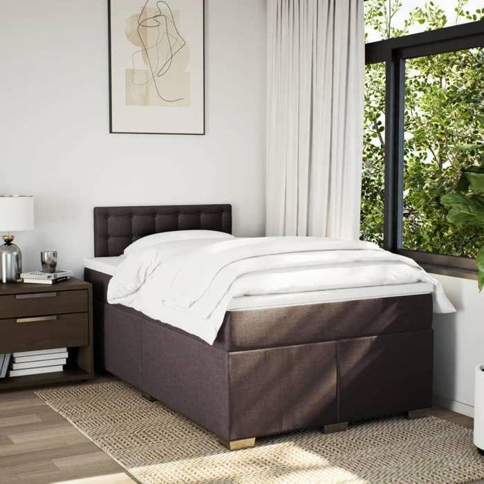 Maison Exclusive - Sommier à lattes de lit et matelas marron foncé 120x190cm tissu